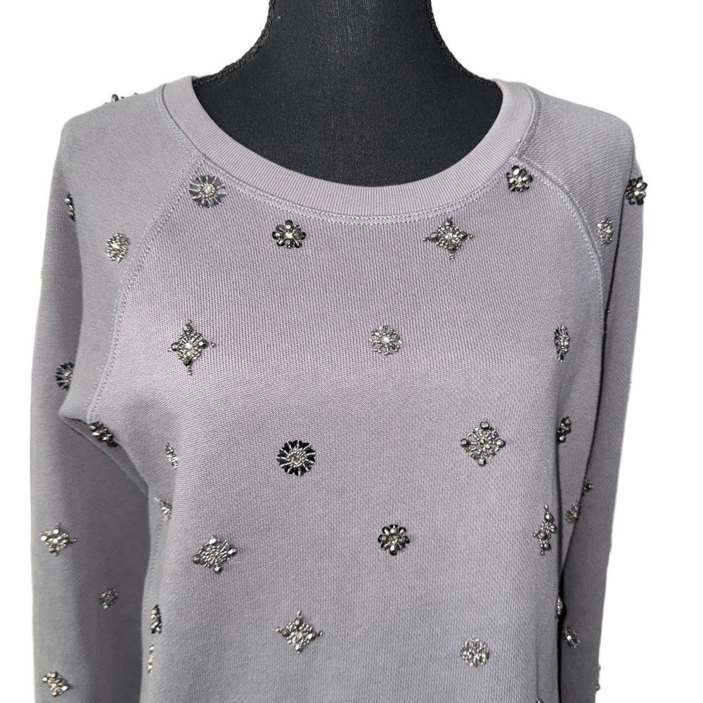J.Crew Women’s Vintage Embellished Sweatshirt in Gray-Size Medium
